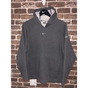 Nike Center Check Swoosh Hoodie Heather Grey VTG 90’s Made in USA Small